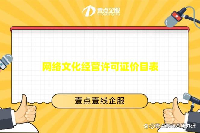 网络文化经营许可证价目表